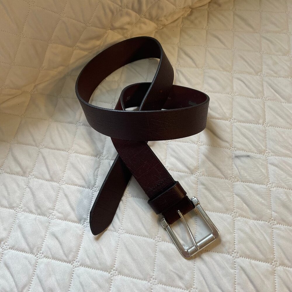 Daniel Cremieux Genuine Leather Brown Men's Belt Size 38 Silver Roller Buckle